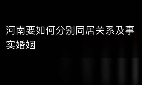 河南要如何分别同居关系及事实婚姻