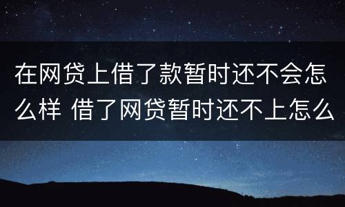 在网贷上借了款暂时还不会怎么样 借了网贷暂时还不上怎么办