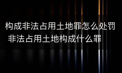 构成非法占用土地罪怎么处罚 非法占用土地构成什么罪
