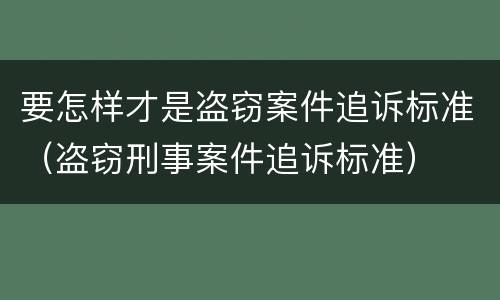 要怎样才是盗窃案件追诉标准（盗窃刑事案件追诉标准）