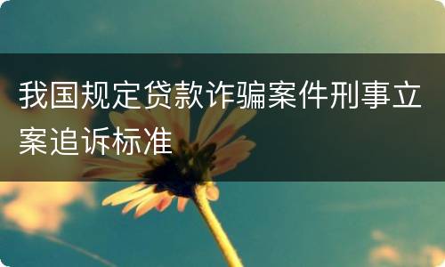 我国规定贷款诈骗案件刑事立案追诉标准