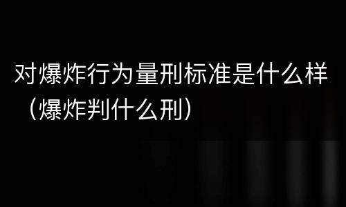 对爆炸行为量刑标准是什么样（爆炸判什么刑）