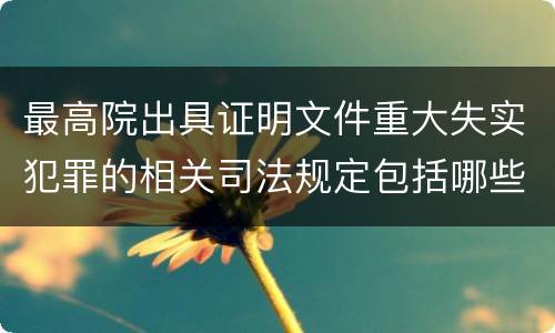 最高院出具证明文件重大失实犯罪的相关司法规定包括哪些主要内容