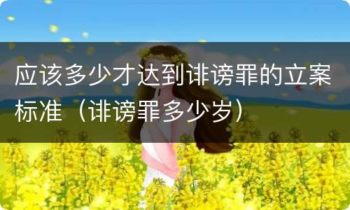 应该多少才达到诽谤罪的立案标准（诽谤罪多少岁）