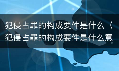 犯侵占罪的构成要件是什么（犯侵占罪的构成要件是什么意思）