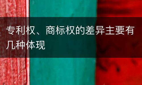 专利权、商标权的差异主要有几种体现