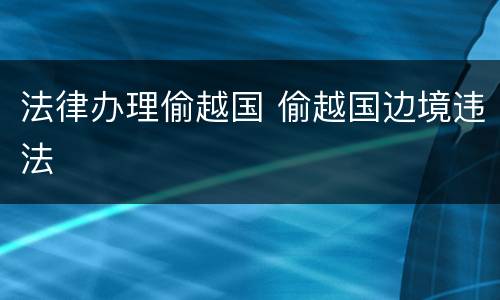 法律办理偷越国 偷越国边境违法