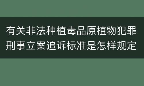 有关非法种植毒品原植物犯罪刑事立案追诉标准是怎样规定