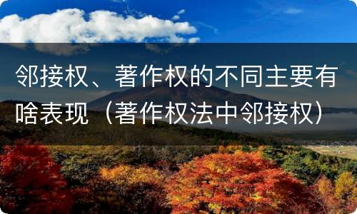 邻接权、著作权的不同主要有啥表现（著作权法中邻接权）