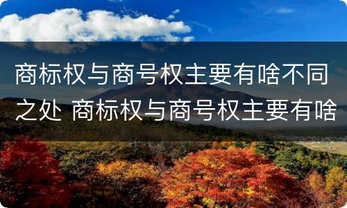 商标权与商号权主要有啥不同之处 商标权与商号权主要有啥不同之处在于