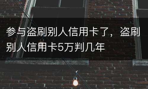 参与盗刷别人信用卡了，盗刷别人信用卡5万判几年