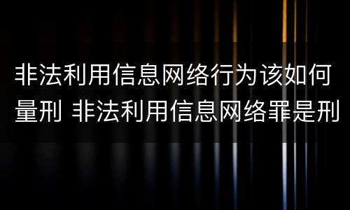 非法利用信息网络行为该如何量刑 非法利用信息网络罪是刑事还是民事