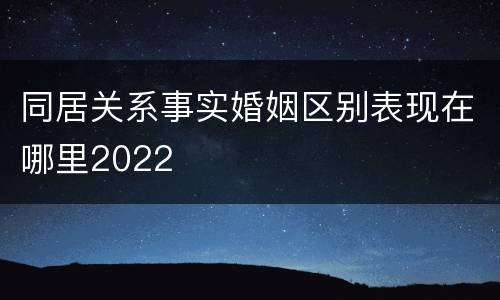同居关系事实婚姻区别表现在哪里2022