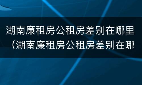 湖南廉租房公租房差别在哪里（湖南廉租房公租房差别在哪里查询）