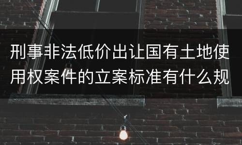 刑事非法低价出让国有土地使用权案件的立案标准有什么规定