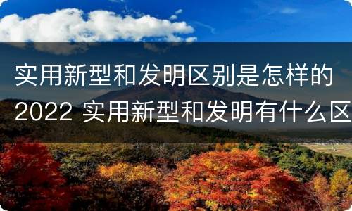 实用新型和发明区别是怎样的2022 实用新型和发明有什么区别