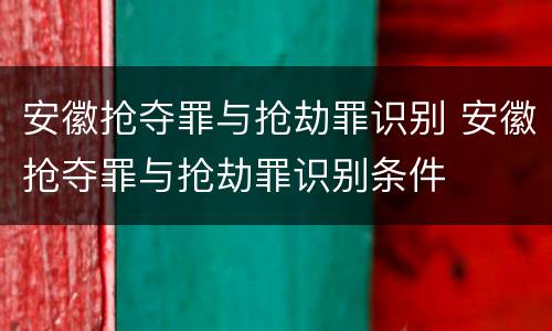 安徽抢夺罪与抢劫罪识别 安徽抢夺罪与抢劫罪识别条件