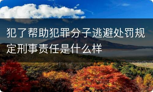 犯了帮助犯罪分子逃避处罚规定刑事责任是什么样