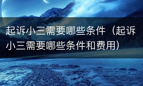 起诉小三需要哪些条件（起诉小三需要哪些条件和费用）