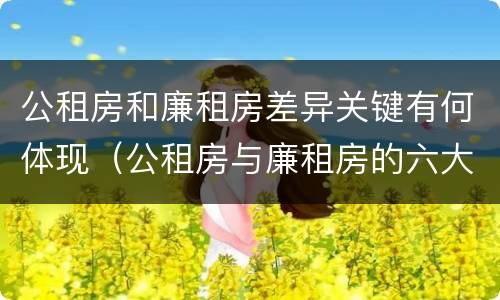 公租房和廉租房差异关键有何体现（公租房与廉租房的六大区别）