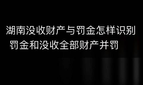湖南没收财产与罚金怎样识别 罚金和没收全部财产并罚