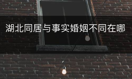 湖北同居与事实婚姻不同在哪