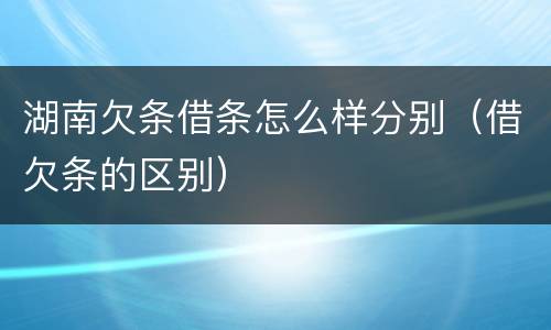 湖南欠条借条怎么样分别（借欠条的区别）