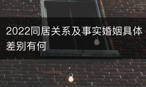 2022同居关系及事实婚姻具体差别有何