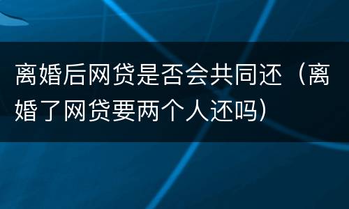 离婚后网贷是否会共同还（离婚了网贷要两个人还吗）