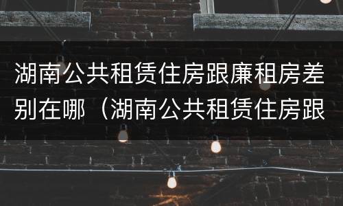湖南公共租赁住房跟廉租房差别在哪（湖南公共租赁住房跟廉租房差别在哪里）