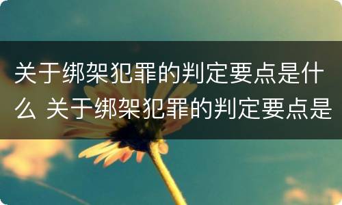 关于绑架犯罪的判定要点是什么 关于绑架犯罪的判定要点是什么意思