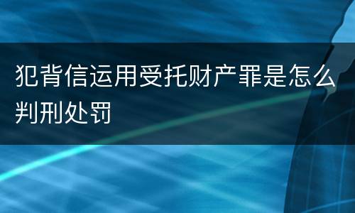犯背信运用受托财产罪是怎么判刑处罚