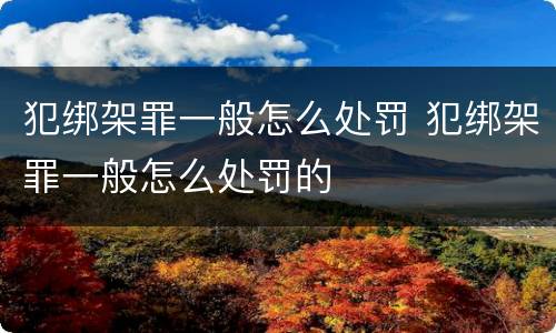 犯绑架罪一般怎么处罚 犯绑架罪一般怎么处罚的