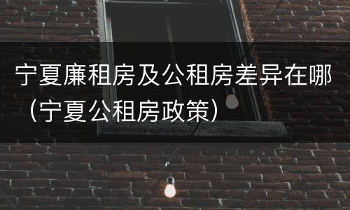 宁夏廉租房及公租房差异在哪（宁夏公租房政策）
