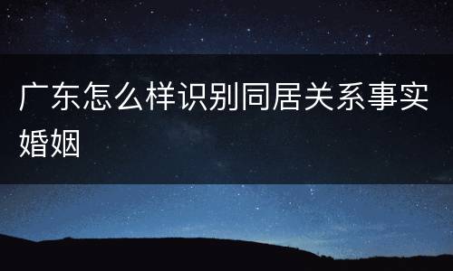 广东怎么样识别同居关系事实婚姻