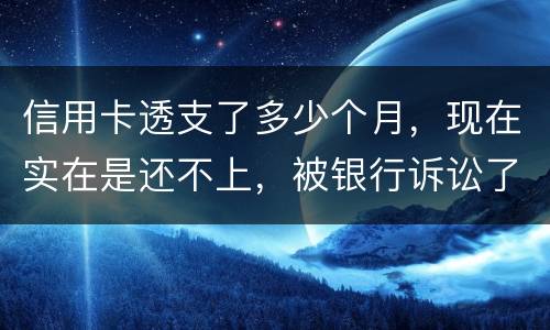 信用卡透支了多少个月，现在实在是还不上，被银行诉讼了要怎样办，谢谢