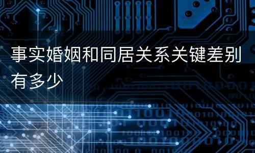 事实婚姻和同居关系关键差别有多少