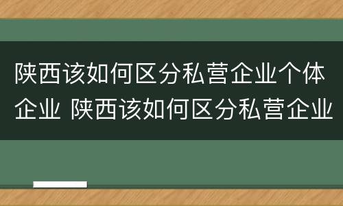 陕西该如何区分私营企业个体企业 陕西该如何区分私营企业个体企业和企业