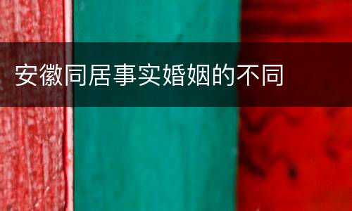 安徽同居事实婚姻的不同
