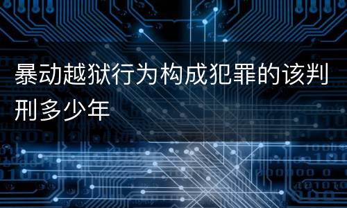 暴动越狱行为构成犯罪的该判刑多少年