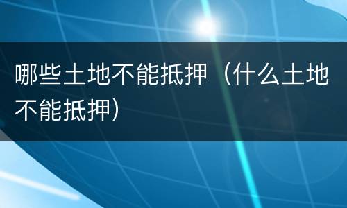 哪些土地不能抵押（什么土地不能抵押）