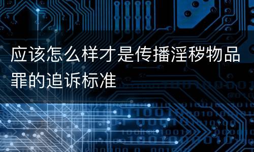 应该怎么样才是传播淫秽物品罪的追诉标准