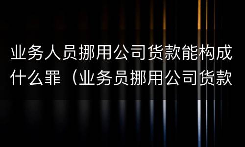 业务人员挪用公司货款能构成什么罪（业务员挪用公司货款怎么办）