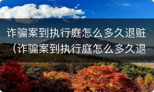 诈骗案到执行庭怎么多久退赃（诈骗案到执行庭怎么多久退赃呢）