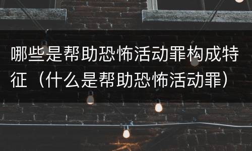 哪些是帮助恐怖活动罪构成特征（什么是帮助恐怖活动罪）