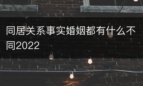 同居关系事实婚姻都有什么不同2022