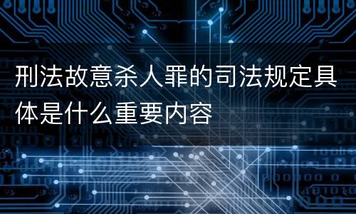 刑法故意杀人罪的司法规定具体是什么重要内容