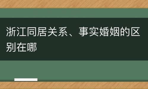 浙江同居关系、事实婚姻的区别在哪