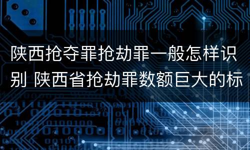 陕西抢夺罪抢劫罪一般怎样识别 陕西省抢劫罪数额巨大的标准