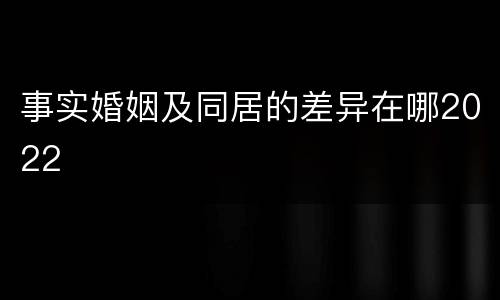 事实婚姻及同居的差异在哪2022